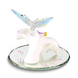Rainbow Butterfly and Lavender Lily Handcrafted Glass with Base Figurine