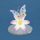 Rainbow Butterfly and Lavender Lily Handcrafted Glass with Base Figurine
