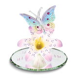 Rainbow Butterfly and Lavender Lily Handcrafted Glass with Base Figurine