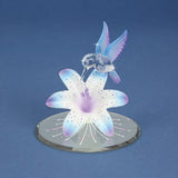 Blue and Purple Hummingbird and Lily with Base Handcrafted Glass Figurine