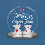 YOU AND ME TOGETHER FOREVER Bears with Red Heart Crystals Handcrafted Glass Figurine