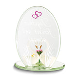 TOGETHER FOREVER AND ALWAYS Swan Pair with Flowers Handcrafted Glass Figurine