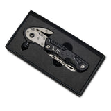 Black Glass Breaker/Seat Belt Cutter/Ratchet Driver with 3 Bits/Knife/Saw/Bottle Opener/Wrench and LED Light Multi-Tool