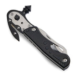 Black Glass Breaker/Seat Belt Cutter/Ratchet Driver with 3 Bits/Knife/Saw/Bottle Opener/Wrench and LED Light Multi-Tool