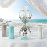 Lillian Rose Unity Sand Hour Glass Includes Funnel and White, Grey, and Aqua Sand