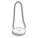Empire Sterling Silver Gin Liquor Label with 8 inch Chain