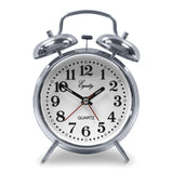 Silver-tone Twin Bell Analog Quartz Alarm Clock