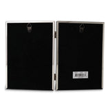 Polished Silver-plated 5x7 Portrait Hinged Double Frame - Bead Border Design