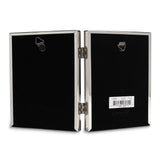 Polished Silver-plated 8x10 Portrait Hinged Double Frame - Bead Border Design