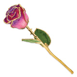 Lacquer Dipped Gold Trimmed Pink Amethyst Real Rose