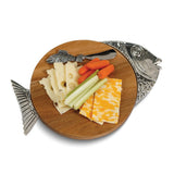 Acacia Wood Tropical Fish Cheese Board with Stainless Steel Knife