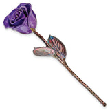 Purple Lacquer Dipped Copper Trimmed Real Rose