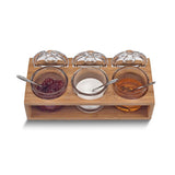 Badash 10-piece Glass Condiment Jars with Spoons and Wooden Stand