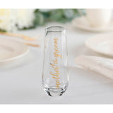 Lillian Rose MOTHER OF THE GROOM Stemless Wedding Toasting Glass