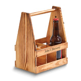 6 Bottle Light Wood Beverage Caddy With Bottle Opener
