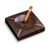 Handcrafted Amber Emperador Marble Square Cigar Ashtray