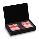 Black Leatherette Case w/ Two Card Decks and 5 Dice Set