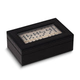 Crocodile Debossed Leather Glass Windowed Case Double 9/55 Piece Domino Set