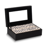 Crocodile Debossed Leather Glass Windowed Case Double 9/55 Piece Domino Set