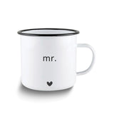Enameled Steel MR. and MRS. Mug Set