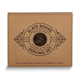 Heart-shaped Slate Board and Rubberwood Handles Cheese Knife Serving Set