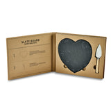 Heart-shaped Slate Board and Rubberwood Handles Cheese Knife Serving Set
