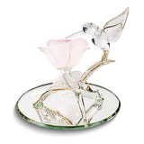 Glass Baron FOREVER AND ALWAYS Flower with Hummingbird Handcrafted Glass Figurine