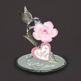 Glass Baron FOREVER AND ALWAYS Flower with Hummingbird Handcrafted Glass Figurine