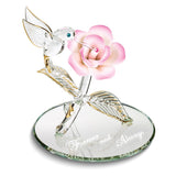 Glass Baron FOREVER AND ALWAYS Flower with Hummingbird Handcrafted Glass Figurine