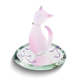 Glass Baron Pink Cat Handcrafted Glass Figurine