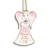 Glass Baron Angel I'M SO BLESSED TO HAVE YOU IN MY LIFE with Red Crystal Heart Ornament
