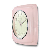 Square Retro Rose Blush Finish Metal Quartz Wall Clock with Silent Movement