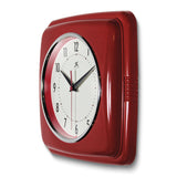 Square Retro Red Finish Metal Quartz Wall Clock with Silent Movement