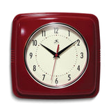 Square Retro Red Finish Metal Quartz Wall Clock with Silent Movement