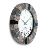 Faux Slate Stone Indoor and Outdoor Wall Clock with Thermometer