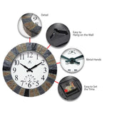 Faux Slate Stone Indoor and Outdoor Wall Clock with Thermometer