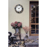 Faux Slate Stone Indoor and Outdoor Wall Clock with Thermometer