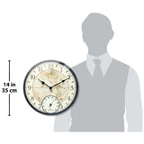 Orbis Black Indoor and Outdoor World Map Quartz Wall Clock with Thermometer