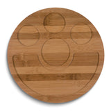 Ceramic and Bamboo Serving Tray Set with 3 Condiment Bowls, Semi-circular Bowl, and 6 Cocktail Picks