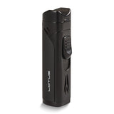 Lotus Monarch Black Matte and Rubberized Black Quad Torch Flame Free-Standing Lighter with Fold-out Cigar Punch and Cigar Rest Cap
