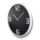 Black with White Numbers Round Quartz Wall Clock