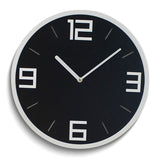 Black with White Numbers Round Quartz Wall Clock