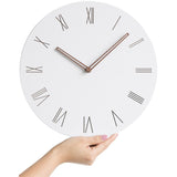 Minimal White with Rose Roman Numerals and Hands Quartz Wall Clock