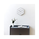 Black Hexagon Wire Acrylic and Wood Quartz Wall Clock with Silent Movement