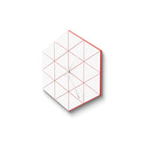 Red Hexagon Wire Acrylic and Wood Quartz Wall Clock with Silent Movement