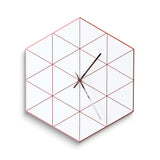Red Hexagon Wire Acrylic and Wood Quartz Wall Clock with Silent Movement