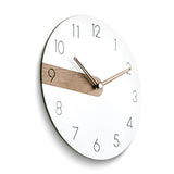White Acrylic with Walnut Accent Quartz Wall Clock with Silent Movement