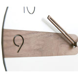 White Acrylic with Walnut Accent Quartz Wall Clock with Silent Movement