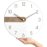 White Acrylic with Walnut Accent Quartz Wall Clock with Silent Movement
