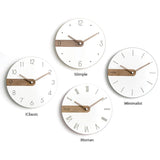 White Acrylic with Walnut Accent Quartz Wall Clock with Silent Movement